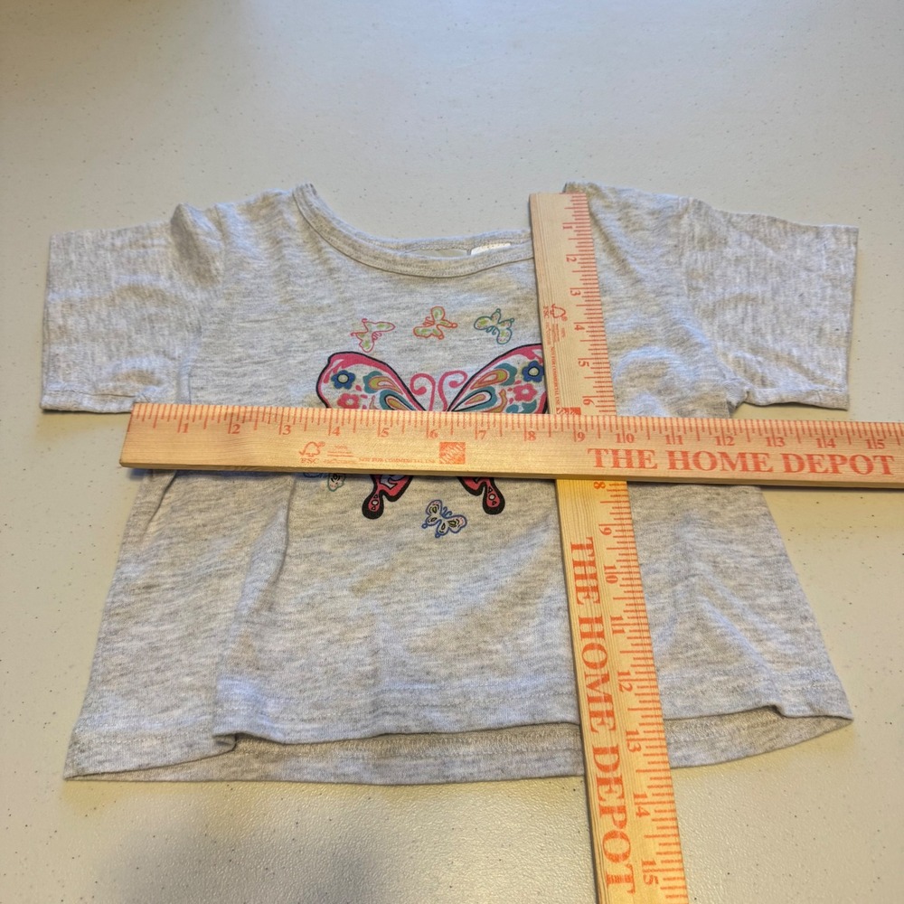 Butterfly Graphic Y2K Vintage Girls Size 4 Gray Hush Puppies T-Shirt coquette - Picture 5 of 5